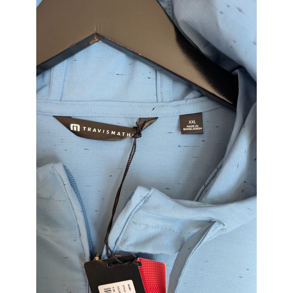 Travis Mathew Travel Bliss Hoodie Mens 2XL Captains Blue Long Sleeve 1/4 Zip NWT - Picture 3 of 4